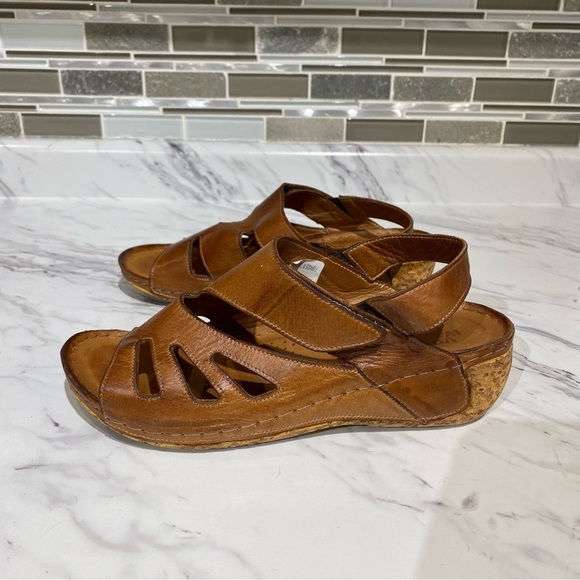 Volks Walkers sandals leather cork wedges handmade - Picture 2 of 12